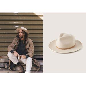 Will + Bear Calloway Cream White Felt Fedora Wool Sun Hat Brand New NWT Size Med